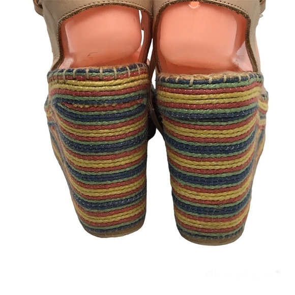 Jeffrey Campbell Womens Sz 8‎ Leather Espadrille Platform Wedge Shoe Ankle Strap - Picture 7 of 16